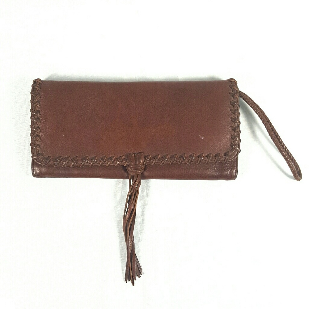 BANANA REPUBLIC Brown Leather Wristlet/Clutch